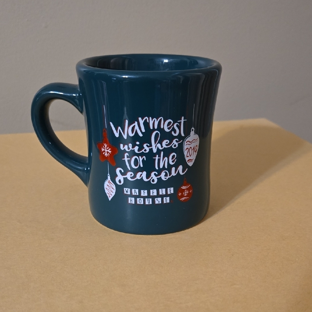Waffle House Teal Holiday Coffee Mug with Festive Design 2019